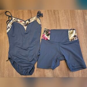 Danse De Paris Valentina Smoke Leotard And Short Set. Size Adult Medium